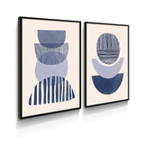 Quadros Decorativos Abstrato Minimalista Azul Geometria Sala