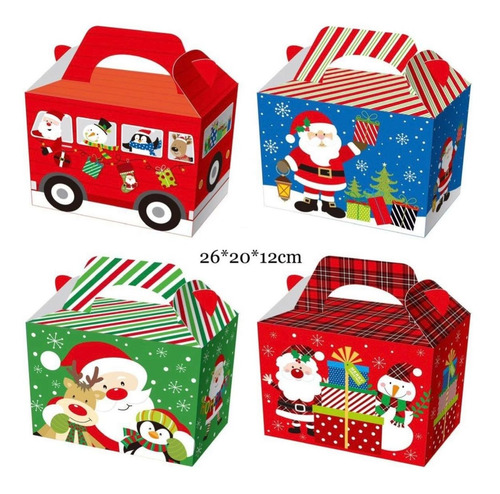 Caja De Regalo Navidad De Cartón 26x20x12cm Pack 12 Unidades