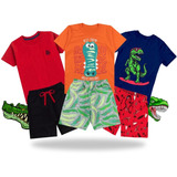 Kit 5 Conjunto Menino Roupa Infantil Shorts Moletom Atacado