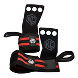 Luva Grip Munhequeira Pull Up Cross Protetor - Nc Extreme Cor Preto C/ Vermelho Tamanho G