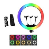 Aro Luz Led Multicolor 45cm + Control + Trípode Rgb + Blanca