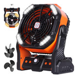 Ventilador Portatil Para Camping C/luz Led 12000mah -naranja