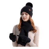 Gorro De Lana Para Mujer E Invierno, Cálido, Bufanda, Guante