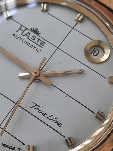 Reloj Haste Automático Sello De Oro Vintage Raro Calendario 