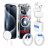 10kit Cargador Magnético Para iPhone 30w + Audifono + Funda