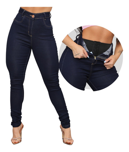 Calça Jeans Feminina Cinta Modeladora Cintura Alta Lipo 