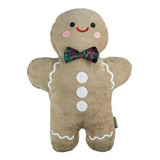 Almofada Natal Biscoito Ginger Bread 37x52cm Veludo Marrom