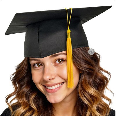 Birrete Sombrero De Graduación Con Borla Dorada/ Amarilla Negro Adulto