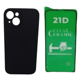 Silicone Case Cerrado Para iPhone 13 Y Vidrio Ceramico