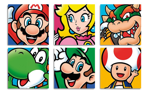 Set De 6 Cuadros Modernos Super Mario Bros
