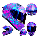 Casco Moto Mujer Biker Ich Morado Orale Dot Integral Mica