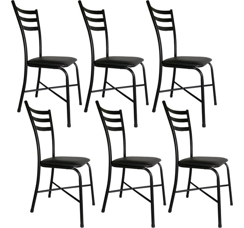 6 Cadeiras Aço Cozinha Área Copa Varanda Recepção Reforçada 