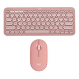 Teclado Y Mouse Logitech Pebble 2 K380s + M350s Rosado