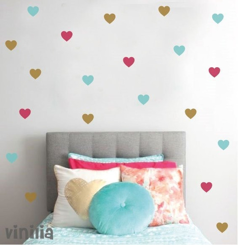 30 Viniles Corazones, Hearts Sticker, Calcomania Pared