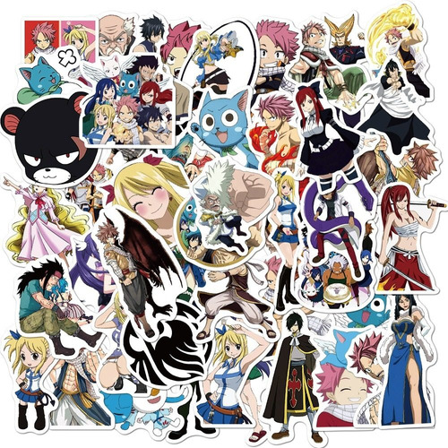 Fairy Tail 50 Calcomanias Stickers Contra Agua Anime Manga