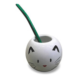 Acabajo Deco Mate Burbuja Gato Blanco Con Bombilla