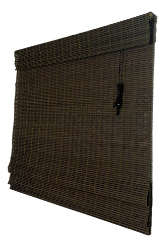 Persiana Bambu Romana Marrom 100 (l) X 220 (a) Cm Cortina Madeira Roman Shade C/ Bandô 1,00 X 2,20