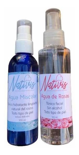 Agua Miscelar Y Agua De Rosas Pack De Tónicos 100% Naturales