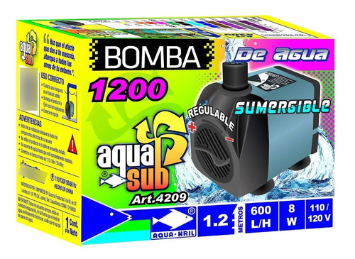 Bomba De Agua Sumergible Acuario Fuente 600 L/h 1.2m 4209