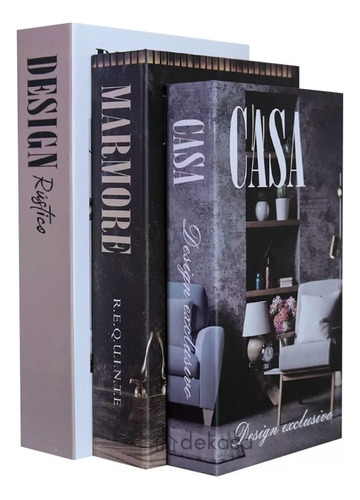 Caixa Livro Decorativo Fake Kit 3 Porta Objetos Organizadora