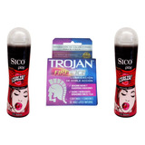 Pack 2 Lubricante Intimo Sico Play Cereza 50ml + Condones 