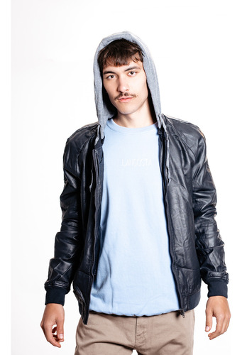 Campera Hombre Pu Microperforado Con Capucha Oasis