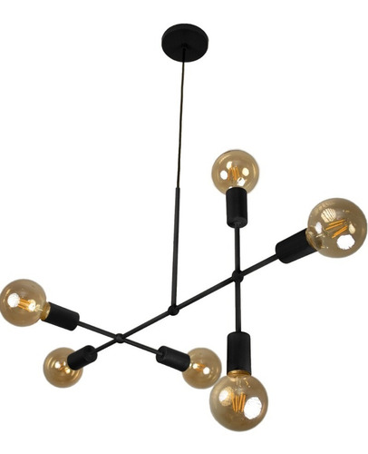 Lustre Pendente Sputnik Gun Preto Fio Ajustável + Deslocador