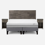 Cama Pratta 2 Plazas Pata Madera Bd + Muebles Tabor Grafito