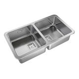 Pileta Cocina Doble Johnson Acero Quadra Q76 A Acero Inoxida