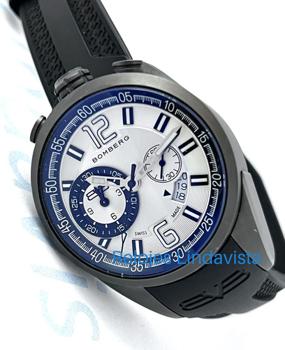 Reloj Bomberg 1968 Cronógrafo Pavonado Negro Caucho