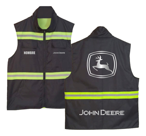 Chaleco Industrial John Deere Logo Estampado Reflejante