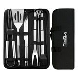 Kit Churrasco Profissional De Inox 9 Peças Com Bolça