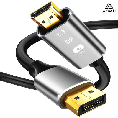 Cable De Conexión Dp A Hdmi Para Monitores De Gaming 8k 60hz, 4k\u002F2k 165hz, 1.8m Cable De Conexión Para Monitor De Alta Definición Versión Dp 1.4 Aomu | Meses sin interés
