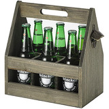 Mygift Organizador De Botellas De Cerveza De Madera Gris Est