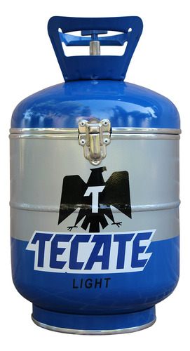 Hielera Metálica Tecate Light Azul Portátil Vintage 12 Latas