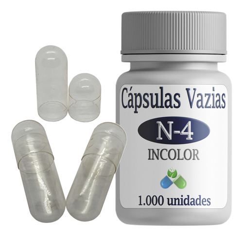 Cápsulas Vazias Incolor Nº4  -  1.000 Unidades