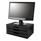 Suporte Para Monitor 3 Gavetas Preto   Souza 1015687