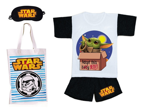 Star Wars Baby Yoda Pijama+antifaz+bolsa Guardapijama