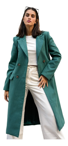 Tapado Trench Mujer Paño Largo Forrado Elegante Abrigado