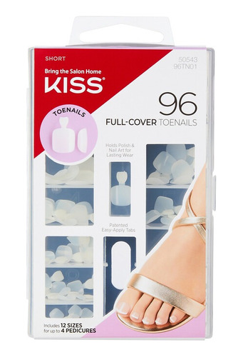 Uñas Glue-on Kiss - Kit Para Pintar Pedicure 96 Unidades