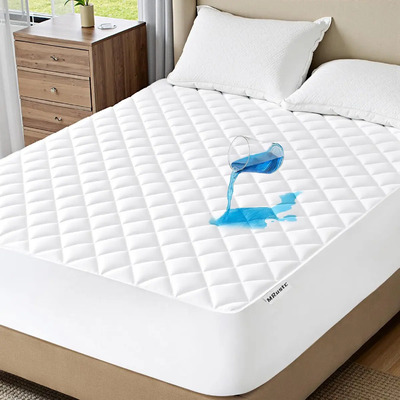 MRUSTC Protector Cubre Colchón Impermeable Decoración Matrimonial De Microfibras Color Blanco, Hipoalergénico, Certificado Oekotex - 135 x 190 cm | Envío gratis