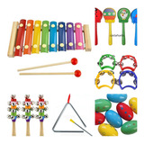 Kit Percusión X 6 Maraca Xilofón Armónica Jardín De Infantes