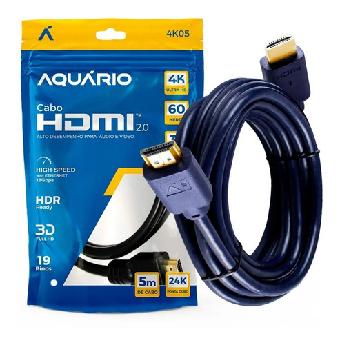 Cabo Hdmi 4k 3d Full Hd Blindado - 5 Metros