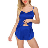 A Women Pijama De Seda Satinada A1 Babydoll Con Cordones Rop