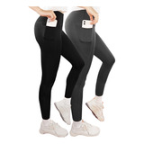 2pzs Leggins Deportivos Mallas Mujer Yoga Gym Lycra Leggins