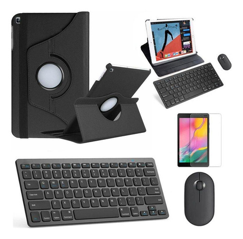 Capa Preta C/ Teclado E Mouse Bluetooth P/ Galaxy A8 - 360