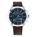 Reloj Tommy Hilfiger Hombre Henry Marrón 1710476 - S007 Color Del Bisel Plateado Color Del Fondo Azul