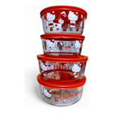 Set 4 Refractarios Vidrio Pyrex Hello Kitty 2x1.5l 2x880ml