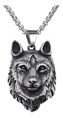 Collar Amuleto Vikingo Lobo Celta En Acero Inoxidable Hombre