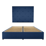 Cama Recamara - Base Box Cabecera Toscana Azul Matrimonial